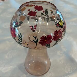 Hand painted plant propagation vase 6 1/2” tall pink glass